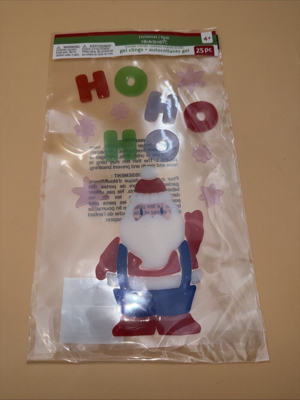 NEW Christmas Santa HO HO HO window Gel Clings 25pcs Stickers Decorations